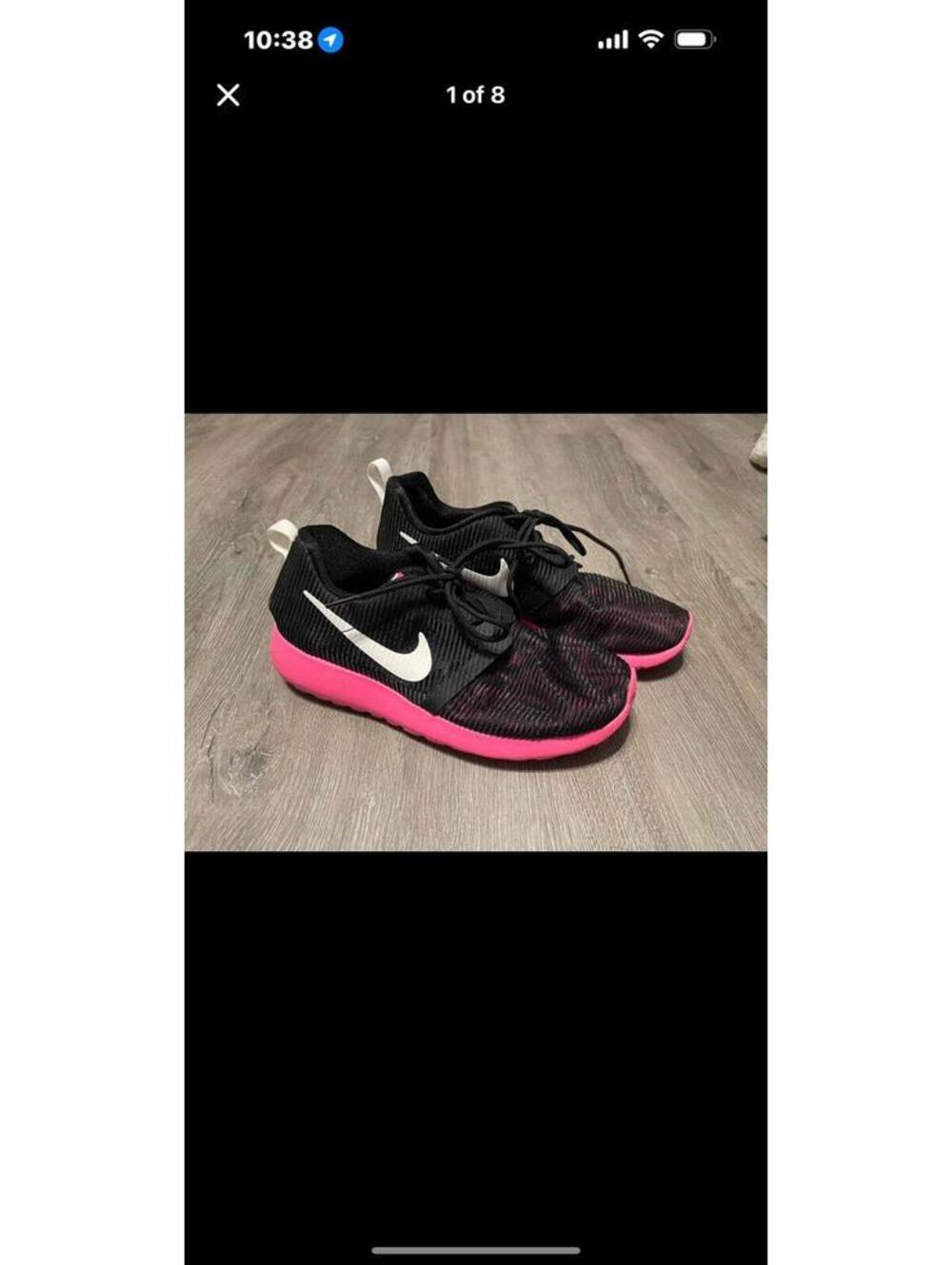 NIKE ROSHE ONE FLIGHT WEIGHT (GS) BLACK/PINK 4.5Y 705846-002